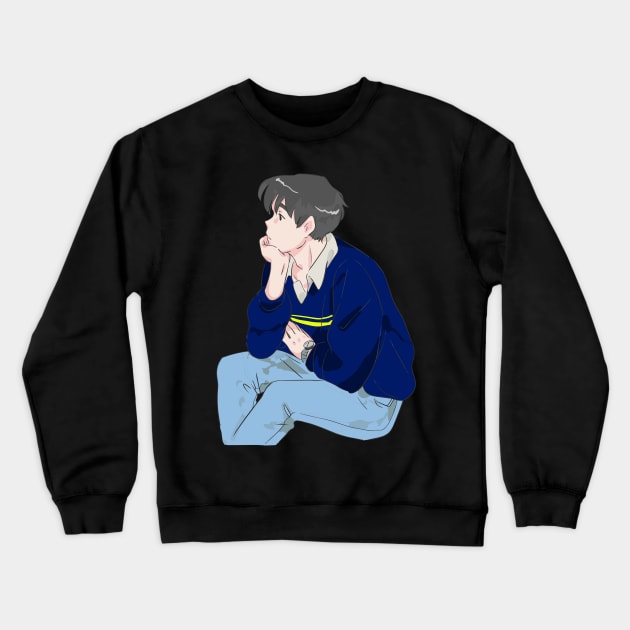 Boy lost in thoughts Crewneck Sweatshirt by Right-Fit27